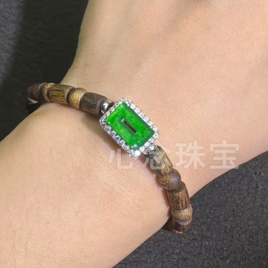 沉香奇楠手串绿奇楠圆珠加鼓珠天然翡翠方形平安扣九九分沉多样性
