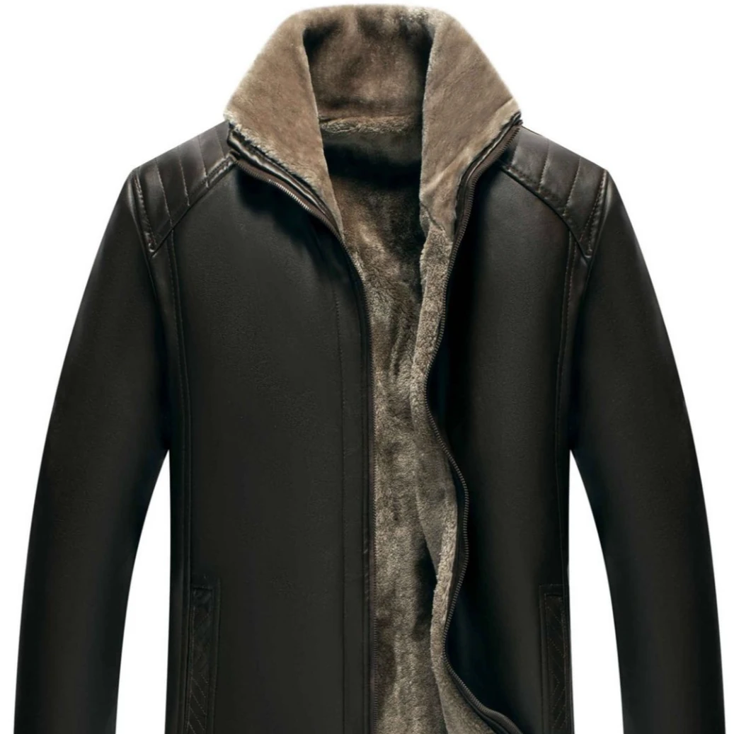 新款翻领中老年皮衣男士夹克秋冬季-A011