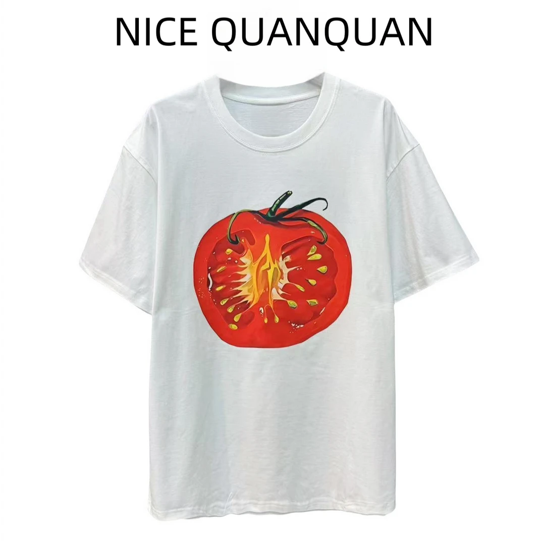 NICE圈圈、西红柿下半身隐形质感大T宽松短袖T恤A945