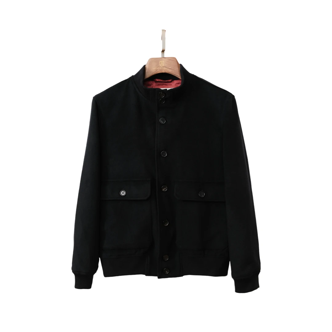 SG男装【B*C山羊绒绵羊毛面料】新中式立领夹克时尚休闲高贵牛角扣