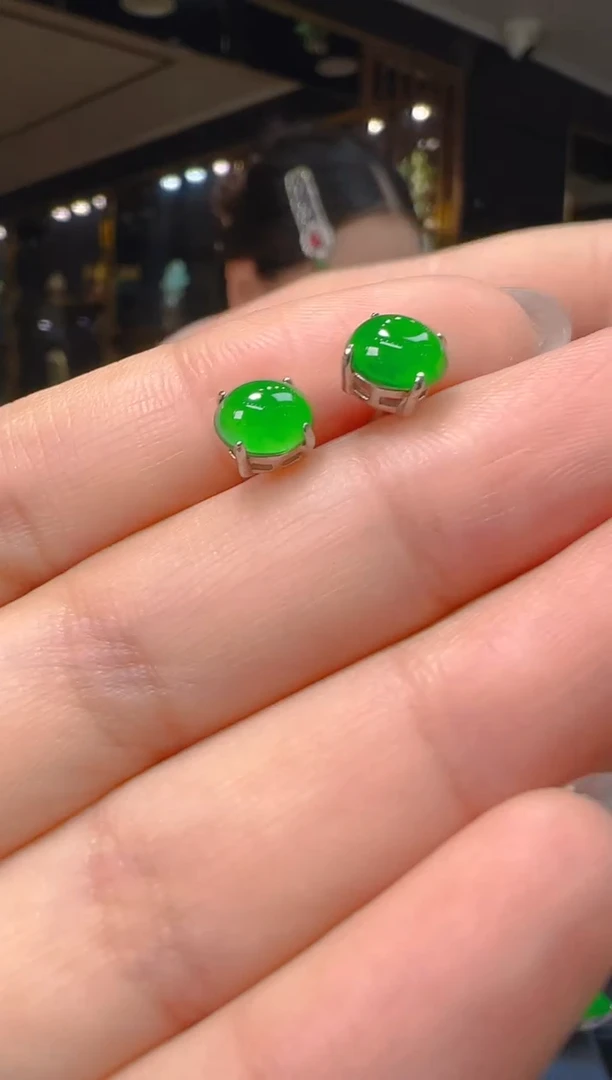 银S925镶嵌翡翠耳饰005（多样性发其一）