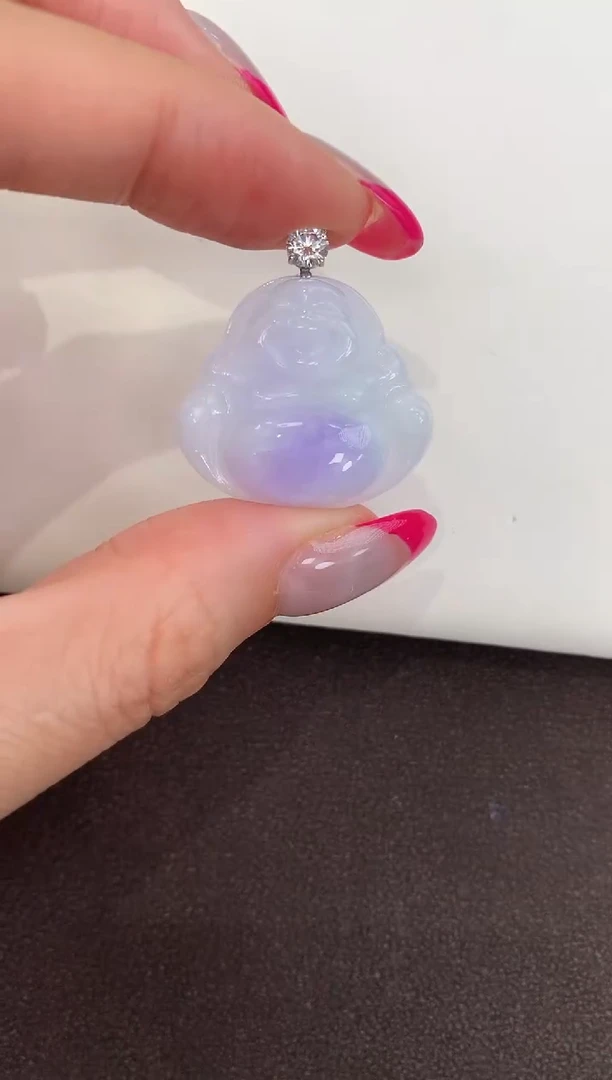 颈饰18K金镶嵌翡翠天然缅甸a货翡翠