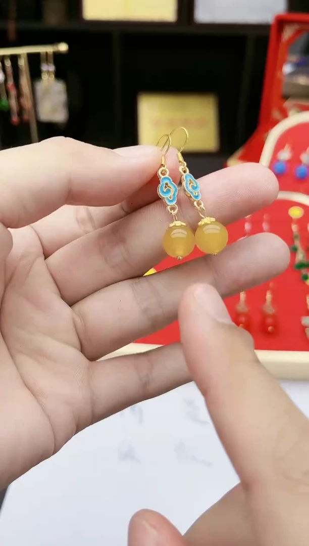 【闪购商品】玛瑙/玉髓耳钉银S925镶嵌533000