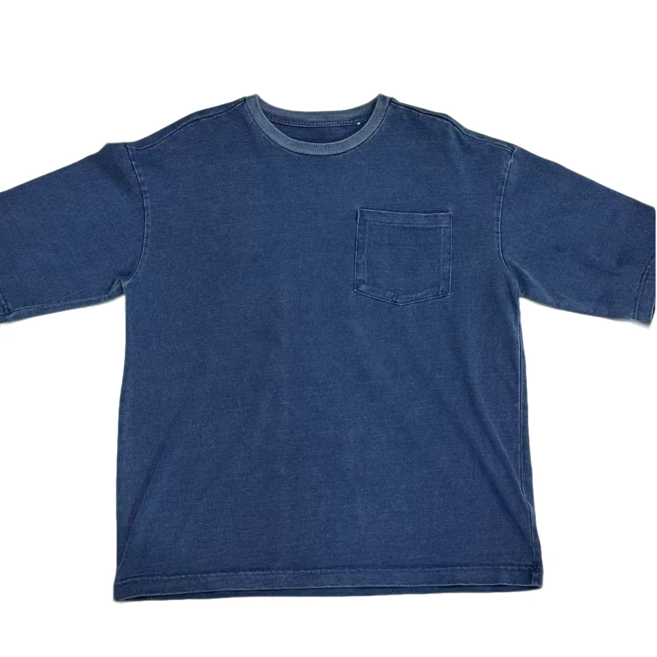 外贸原单男女同款水洗做旧重工T恤25421720