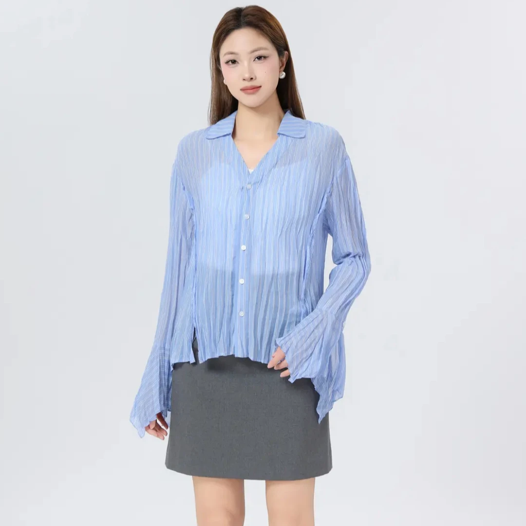 AMASS/阿玛施25春夏新款女褶皱衬衣舒哥弟阿玛施女士百搭