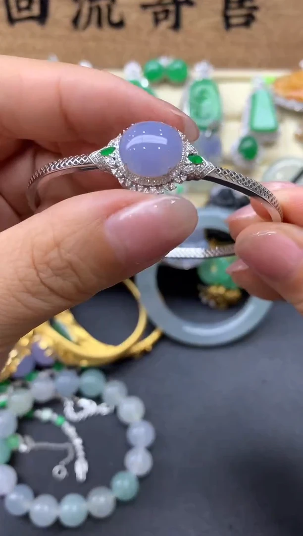 【闪购商品】翡翠手镯18K金镶嵌475-中国好珍宝