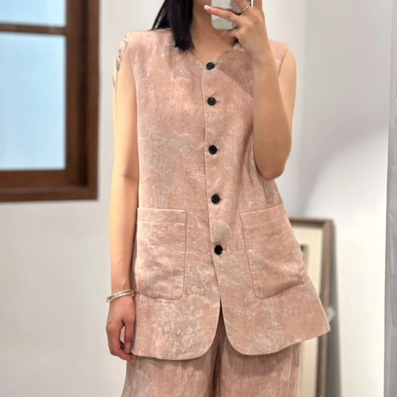 宝丫轻奢  T女式复古简约宽松单排扣背心马甲外套K2555