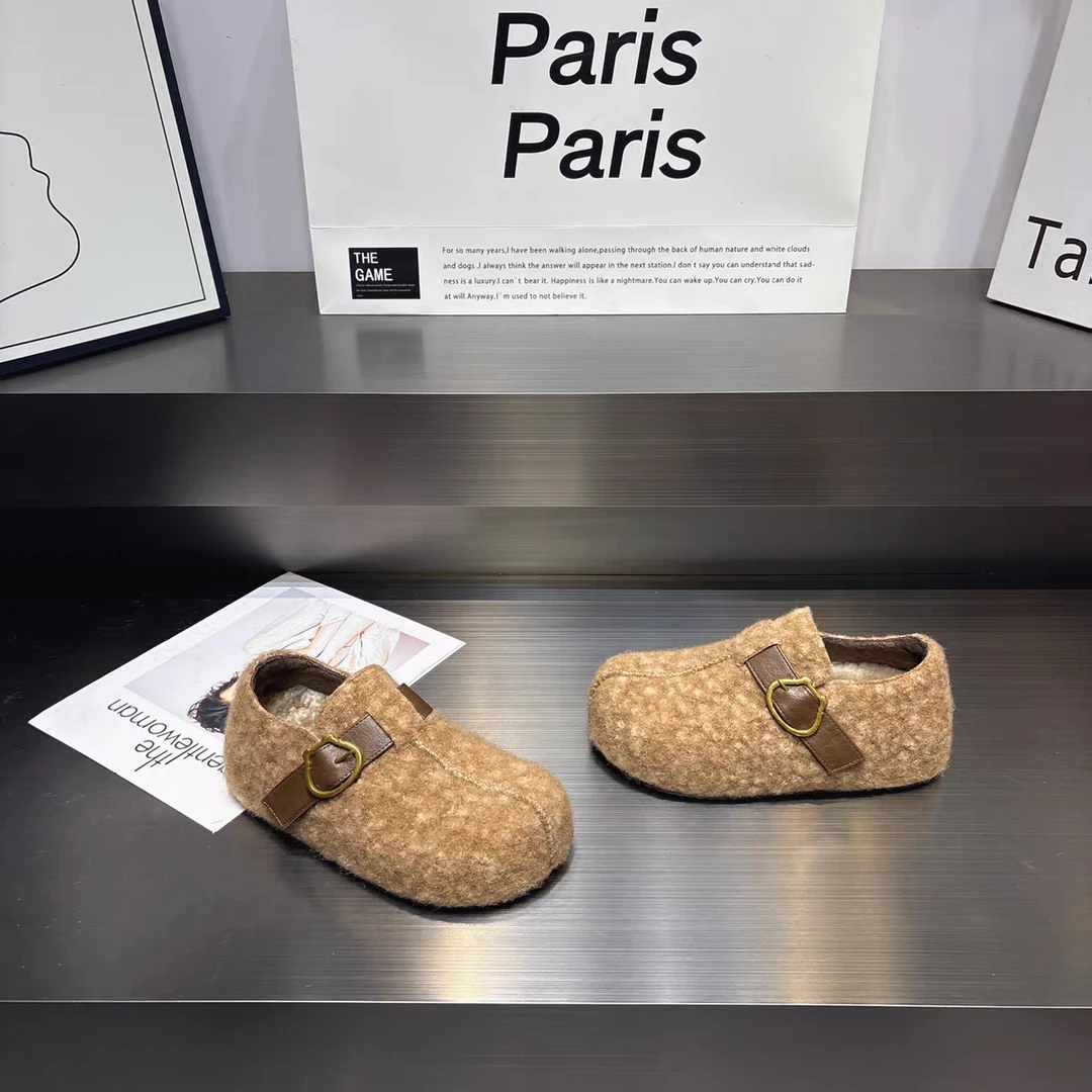 毛呢加绒增高厚底勃肯鞋