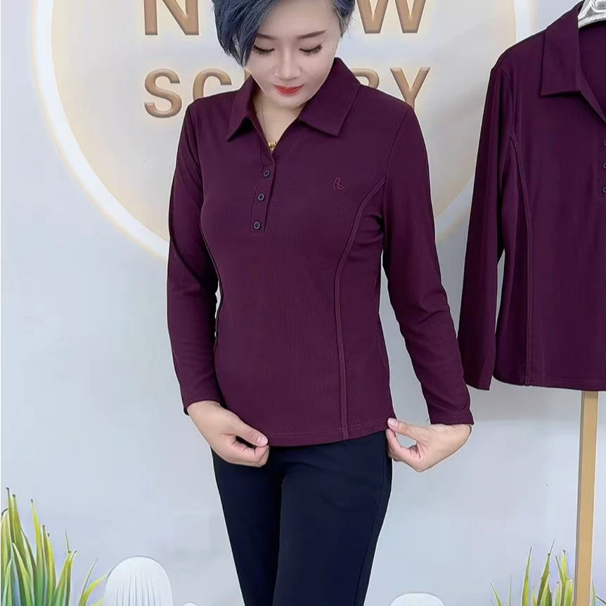 秋季翻领减龄显瘦妈妈衫精品显年轻上档次大方时尚洋气高端气质