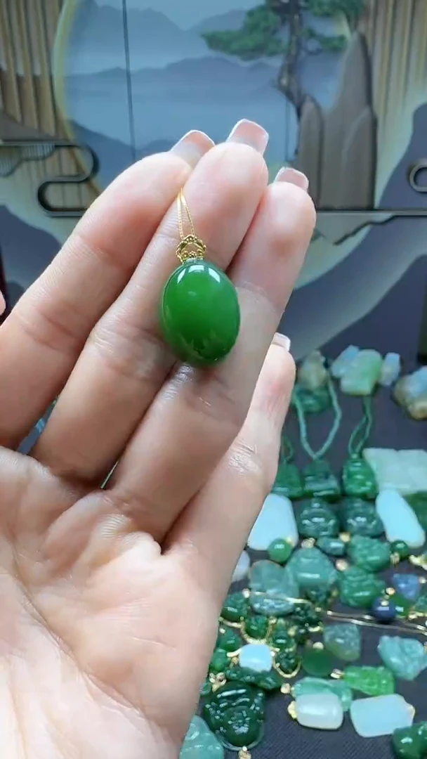 【闪购商品】和田玉吊坠(不含链)18K金镶嵌1