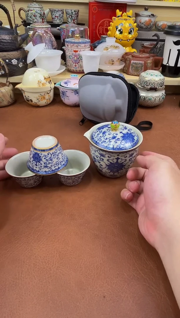 陶瓷茶具摆件旅行套组