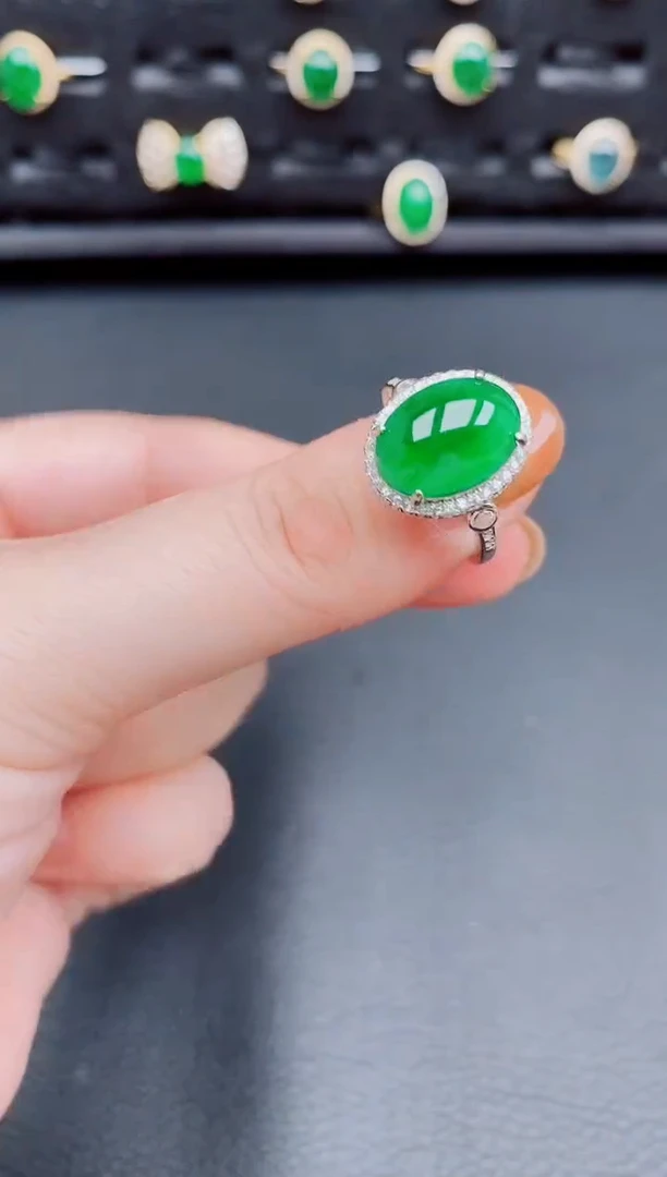 【闪购商品】翡翠戒指银S925镶嵌天然a货翡翠147