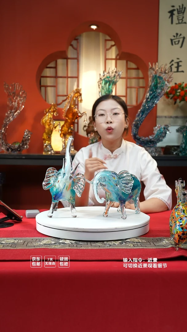 琉璃手工艺品莫奈系列吉象