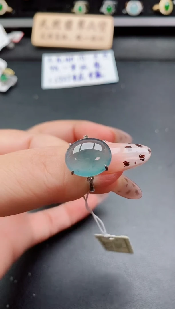 银S925镶嵌戒指翡翠1