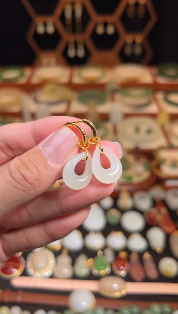 银S925镶嵌和田玉耳饰福利