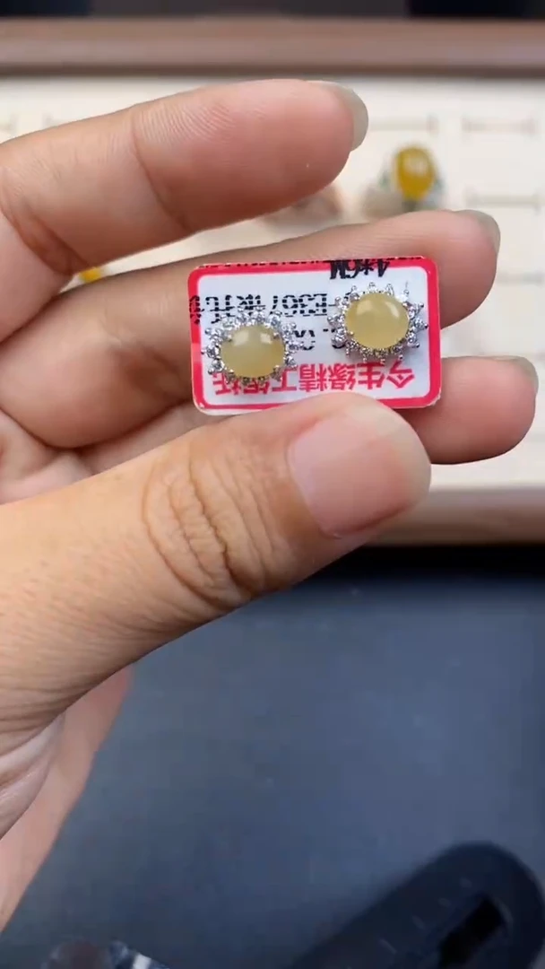 翡翠银S925镶嵌耳饰65363634634