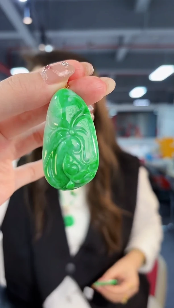 【闪购商品】翡翠颈饰18K金镶嵌缅料A货/支持复检/一件