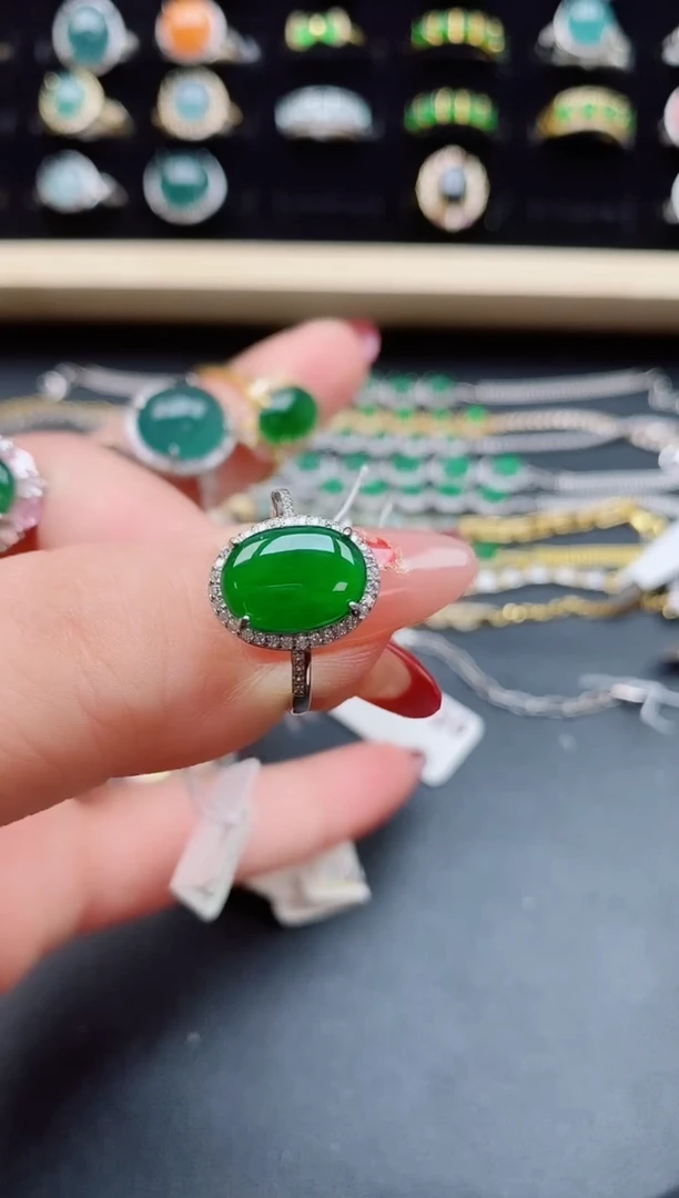 【闪购商品】翡翠戒指银S925镶嵌058805