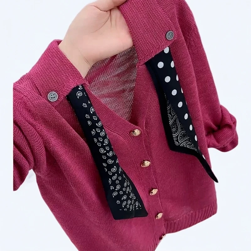 欧货高级感慵懒风玫红色长袖针织开衫女宽松百搭网红洋气炸街女装