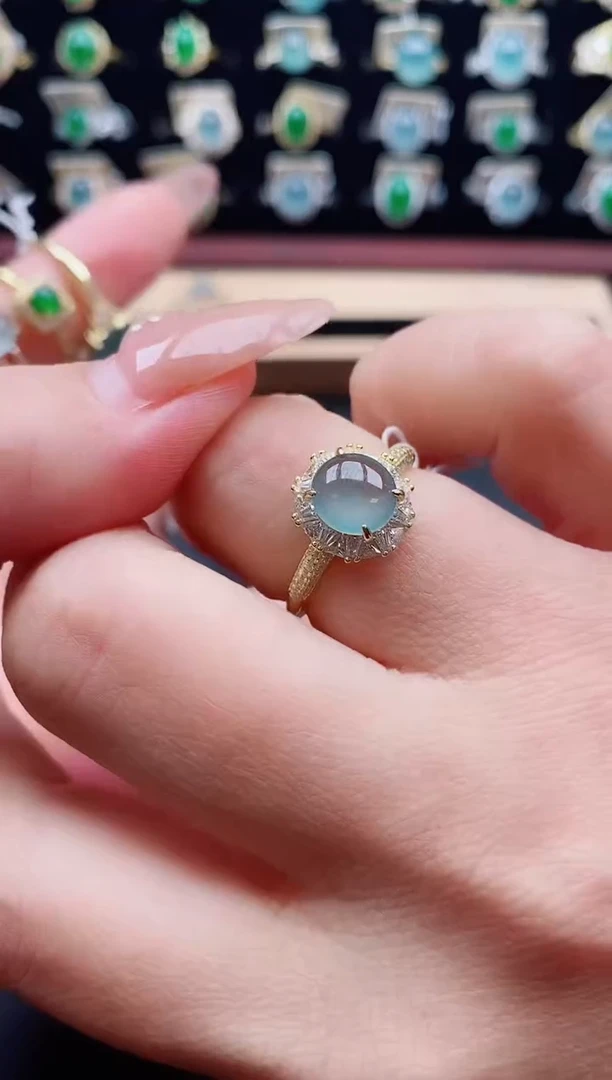 银S925镶嵌戒指翡翠1