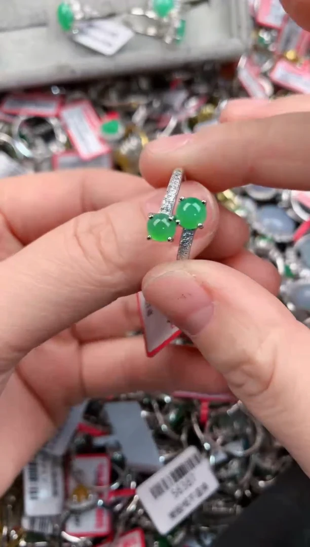 银S925镶嵌戒指翡翠10                  9