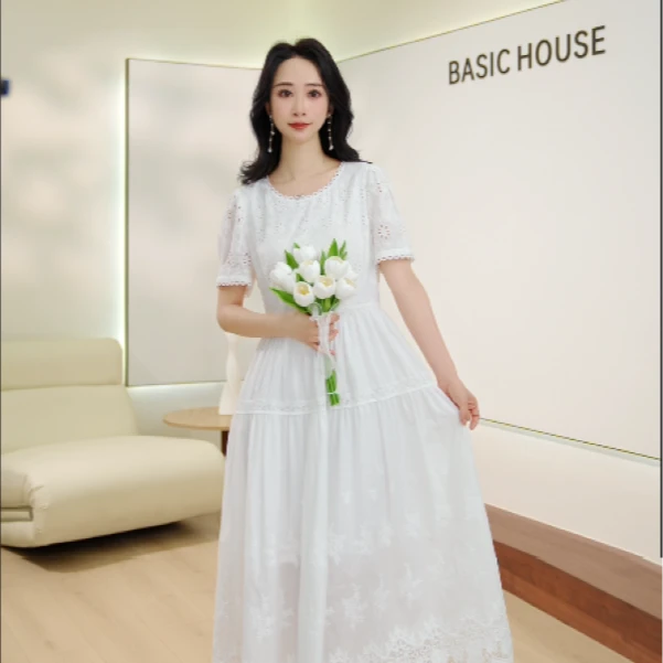 Basic House/百家好夏季时尚气质百搭轻奢法式连衣裙套GJZ35010