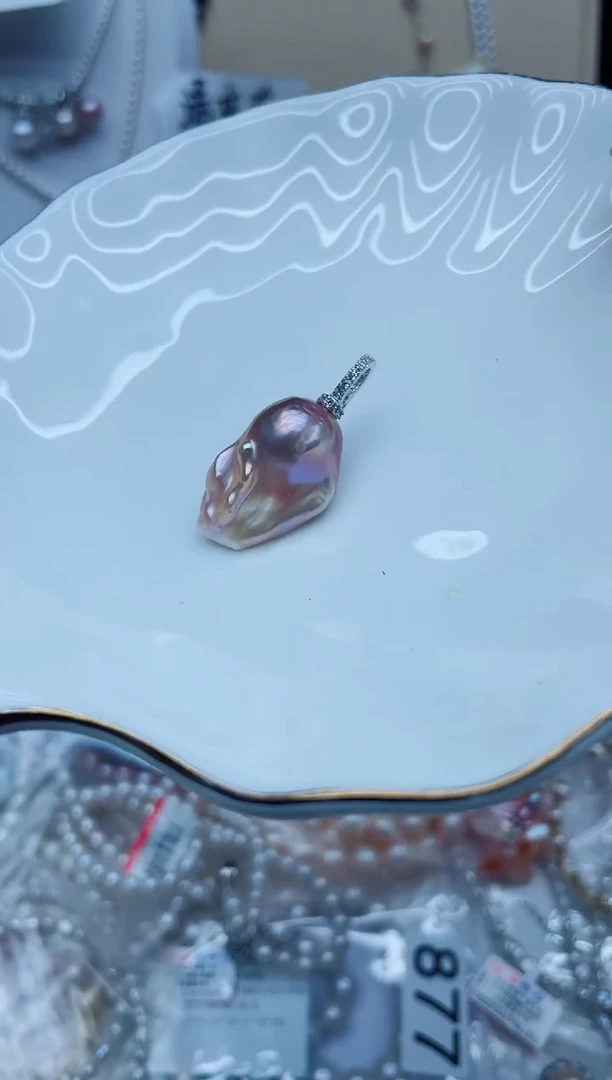 淡水珍珠银S925镶嵌吊坠(不含链)吊坠