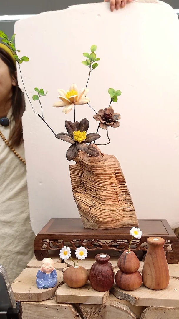 木实木花瓶配花一套