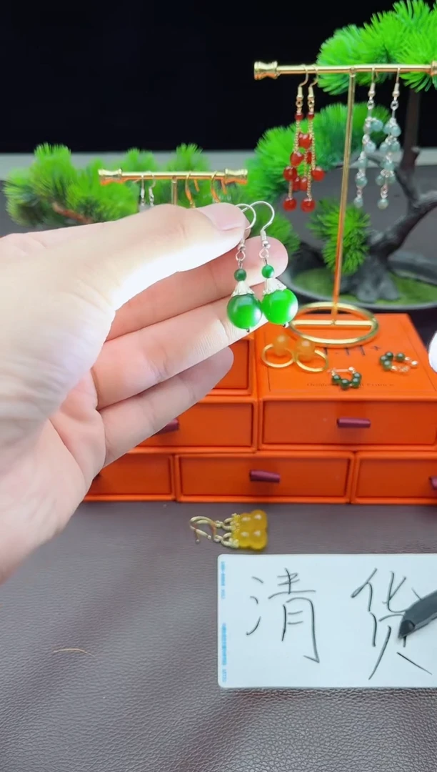 玛瑙/玉髓耳饰银S925镶嵌733