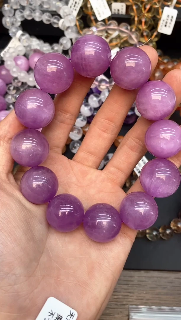 手串锂辉石未镶嵌51紫锂辉20mm