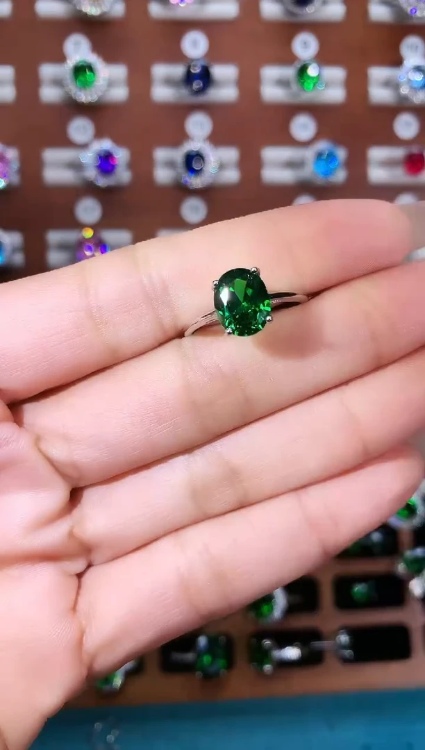 银S925镶嵌戒指碧玺8银色