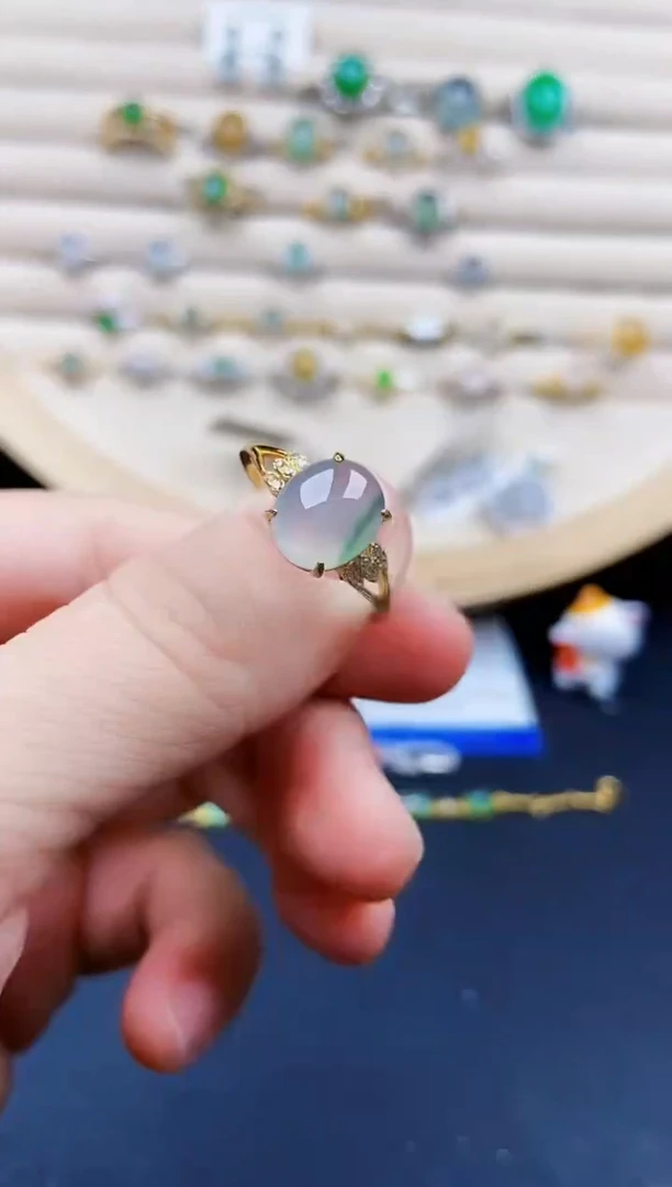 翡翠戒指银S925镶嵌14