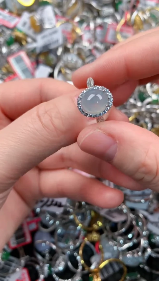 银S925镶嵌戒指翡翠111   3