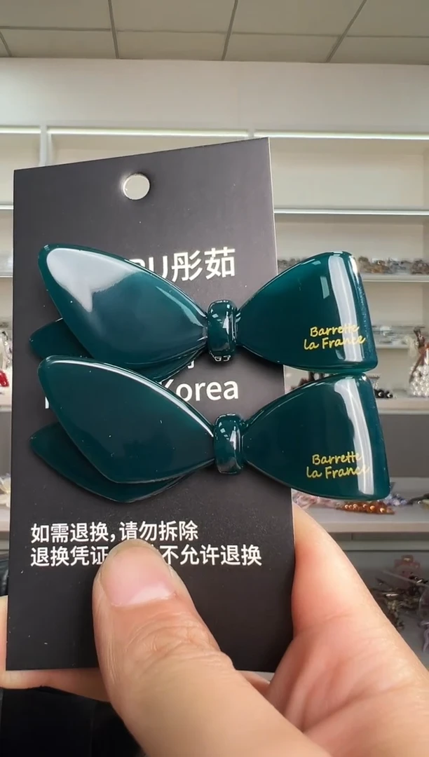 醋酸非金属韩国醋酸品牌发饰蝴蝶结双层鸭嘴边夹一对