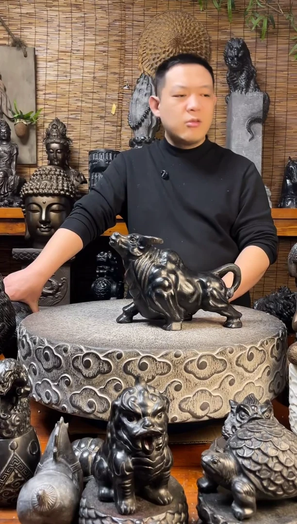 石材30牛气冲天天然青石雕刻