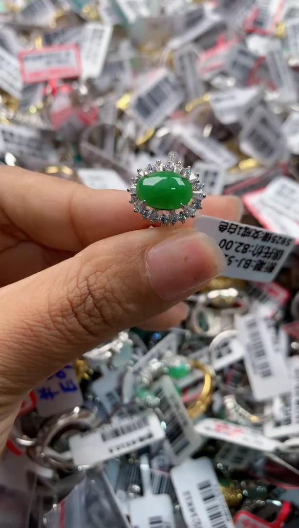 银S925镶嵌戒指翡翠11      7