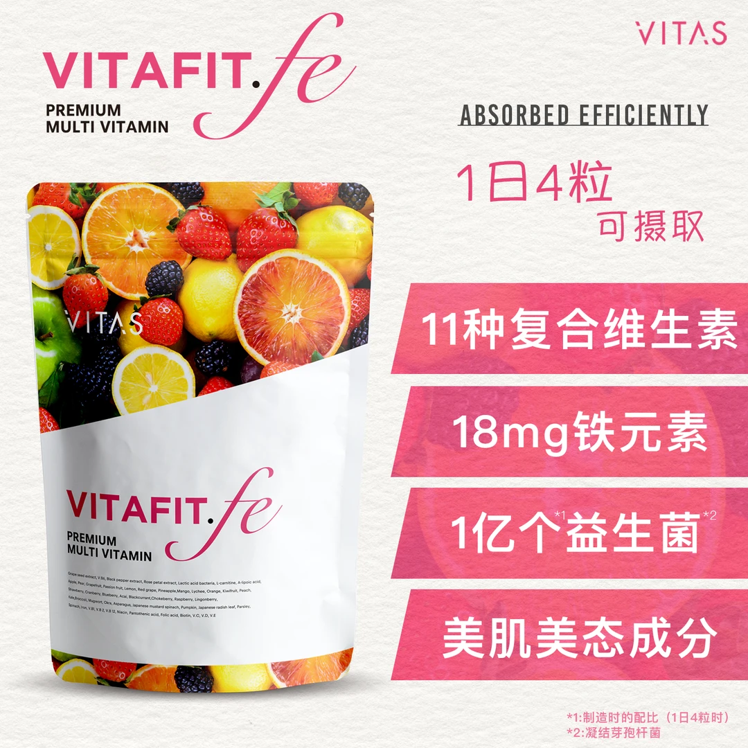 VITAS VITAFIT.fe日本进口女性复合维生素b12补铁120粒