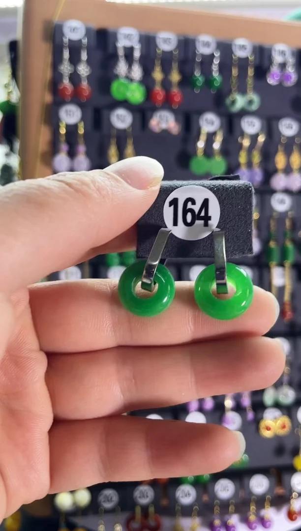 【闪购商品】翡翠耳饰银S925镶嵌新164