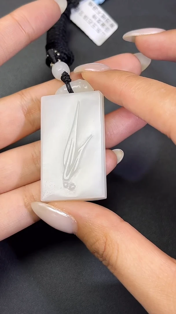 项链未镶嵌和田玉711007#和田玉羊脂白玉竹节款无事牌吊坠多人