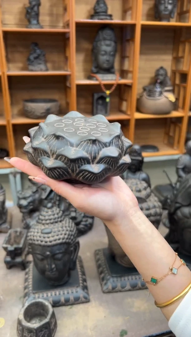 陶土【火山泥】莲蓬实心底座