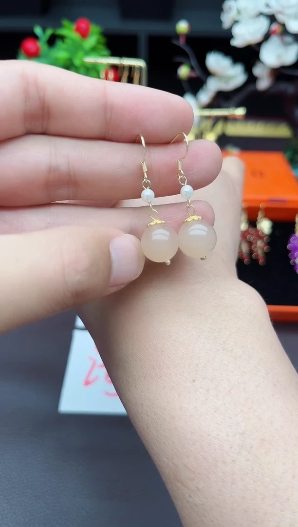 玛瑙/玉髓耳饰银S925镶嵌218000