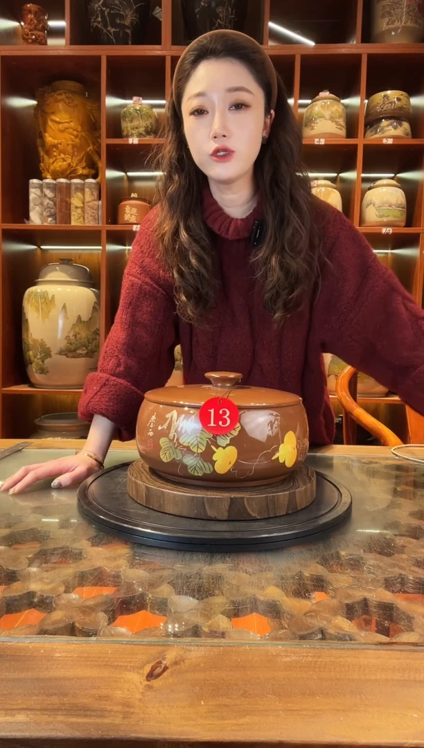 罐云南建水紫陶三饼茶罐@13