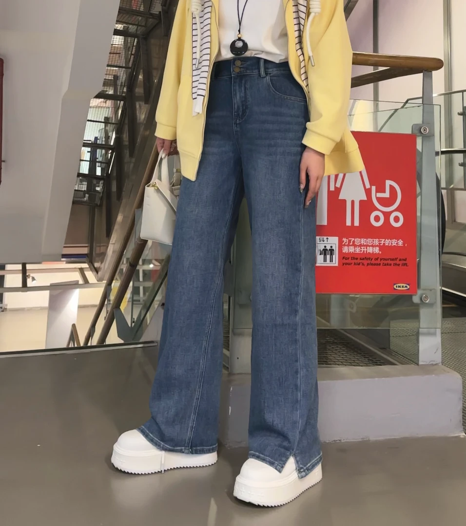 【春上新】胖mm显瘦宽松窄版阔腿休闲牛仔裤200斤大码女装AK101-YK2