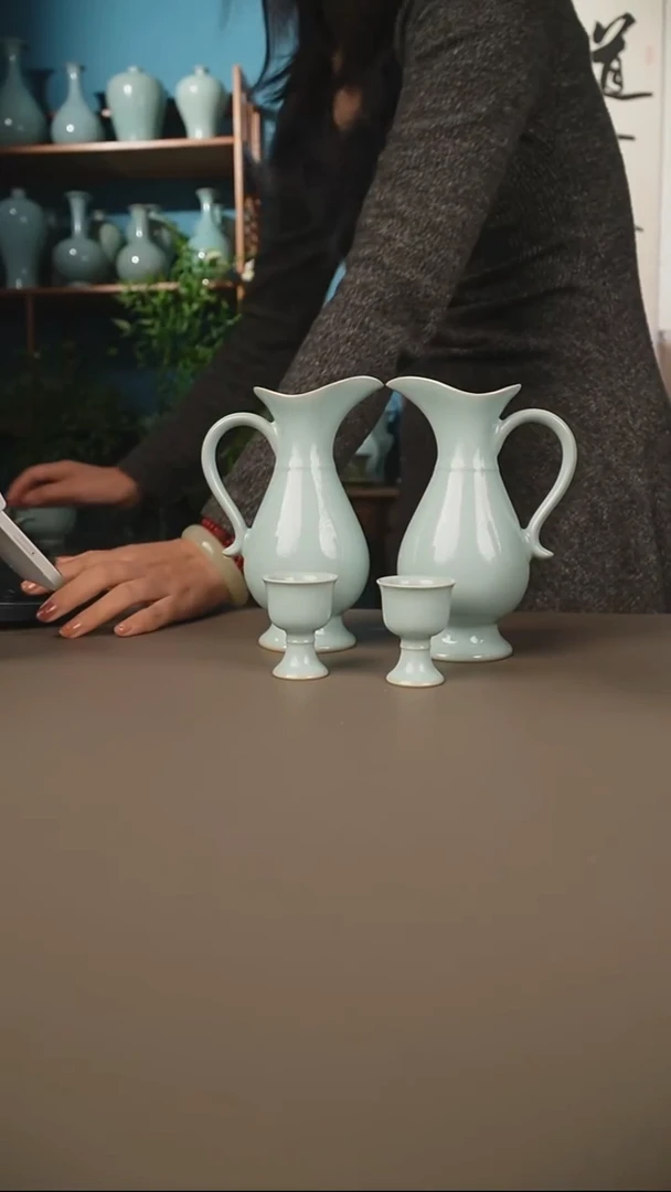 天青酒具二壶十杯