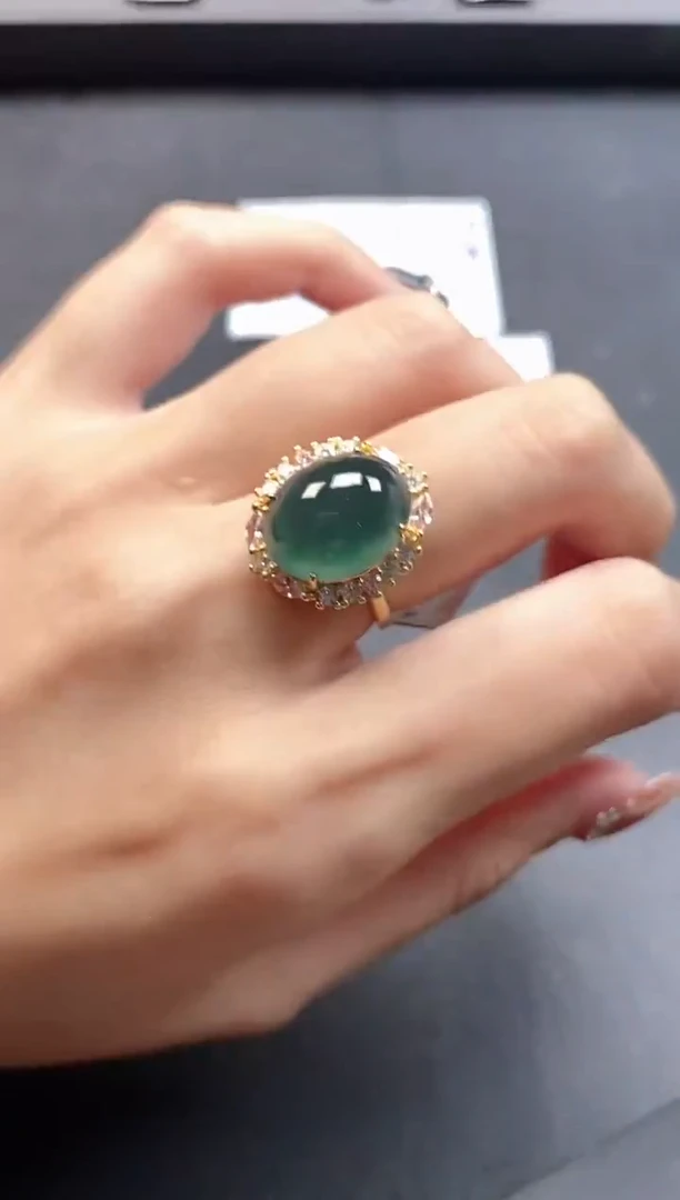 银S925镶嵌戒指翡翠51511