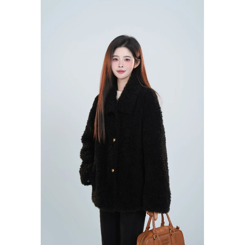 宿慕SUMU 女款加厚外套 12-8冬季新款时尚百搭毛毛外套G87005