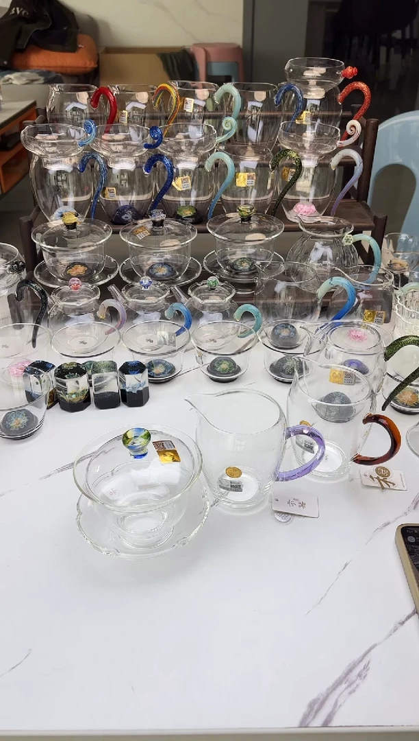 手工艺品玻璃禾器迷翠盖碗