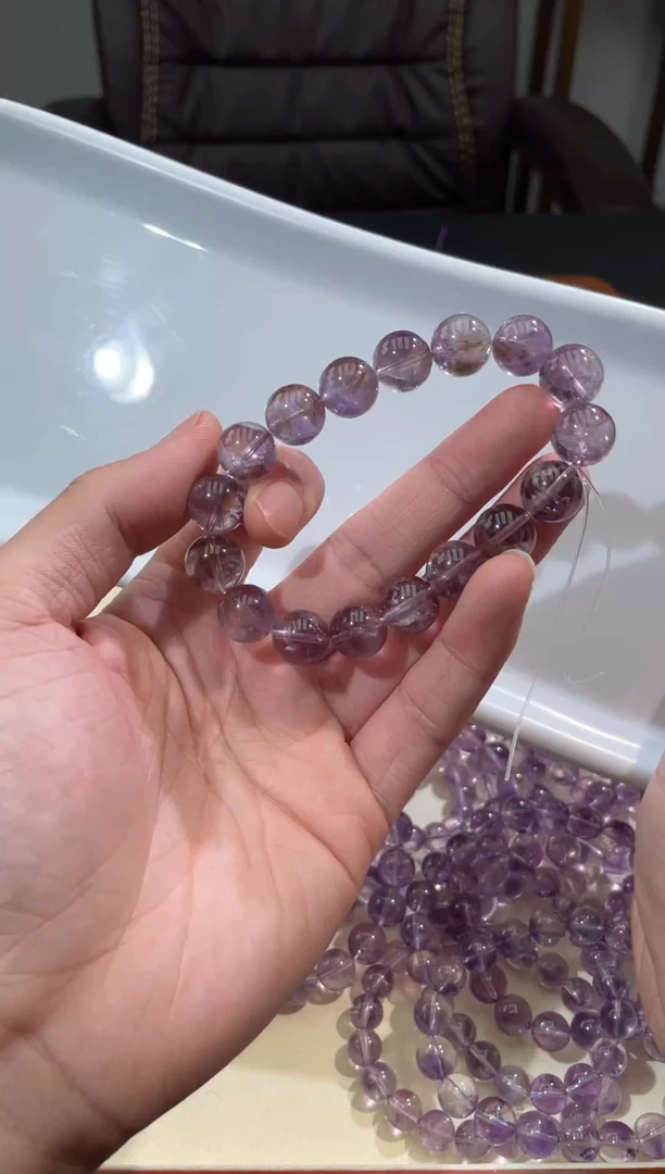 银S925镶嵌颈饰紫晶紫黄晶手链12.3mm