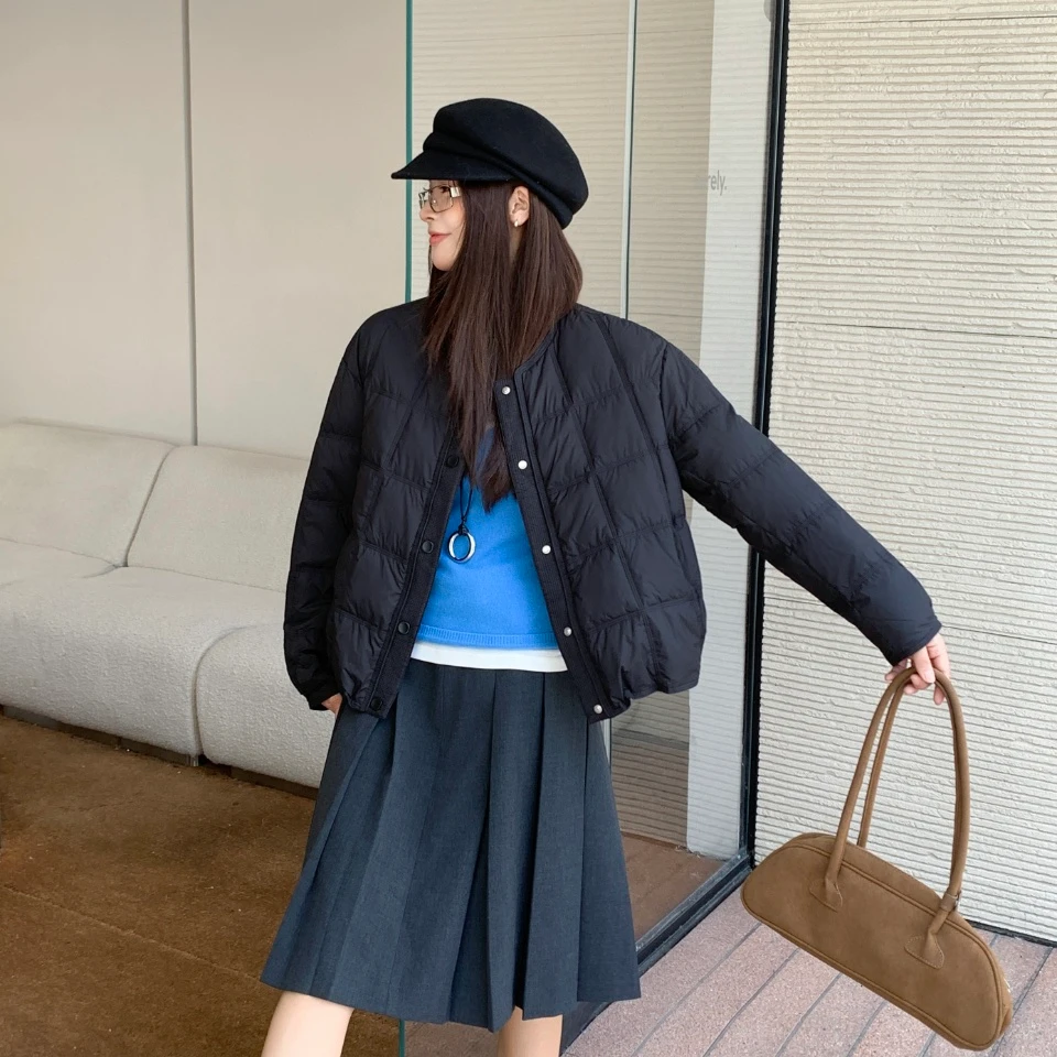 【小辣姣服饰】25Y020仙女风韩版圆领宽松短款宽松型轻薄简约羽绒服