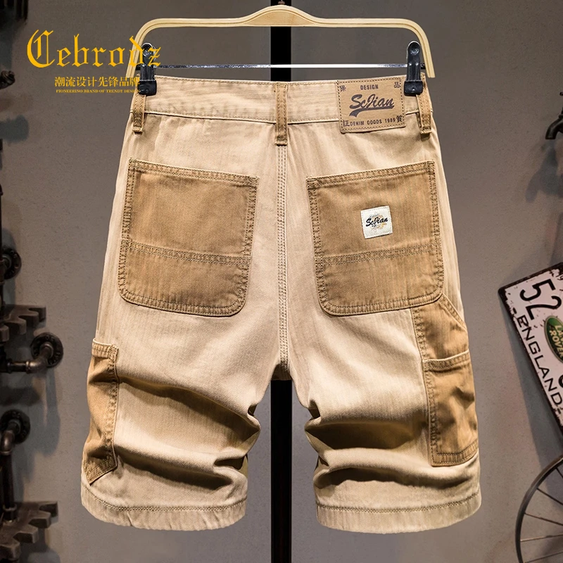 Cebrodz高端工装短裤男户外美式重磅拼接直筒夏季潮牌中裤